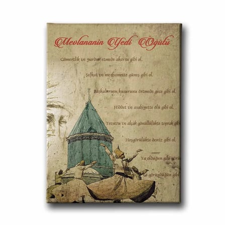 Mevlana’nın 7 Öğüdü İslami Hat Sanatı Kanvas Tablo
