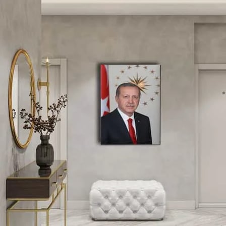 Recep Tayyip Erdoğan Portresi Dekoratif Kanvas Duvar Tablosu