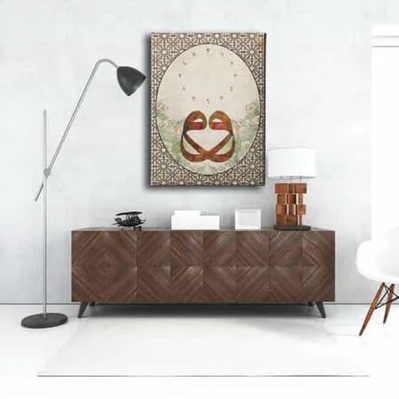 Motifli Vav Saatli Dekoratif Duvar Tablosu