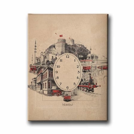 İstanbul Saatli Dekoratif Duvar Tablosu