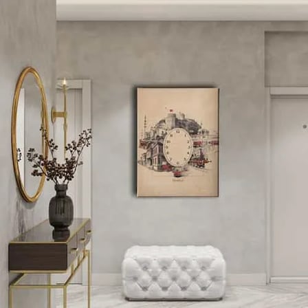 İstanbul Saatli Dekoratif Duvar Tablosu
