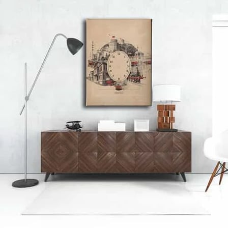 İstanbul Saatli Dekoratif Duvar Tablosu