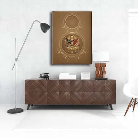 Osmanlı Arması Saatli Dekoratif Duvar Tablosu