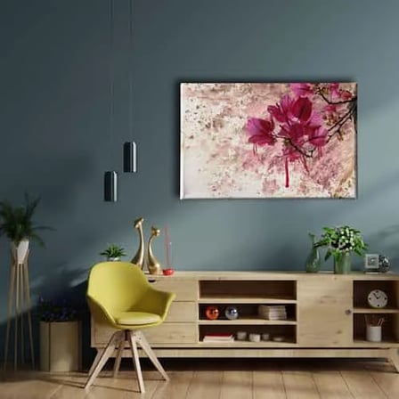 Pembe Yapraklı Dekoratif Kanvas Duvar Tablosu