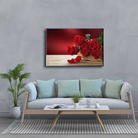 Kırmızı Gül Dekoratif Kanvas Duvar Tablosu