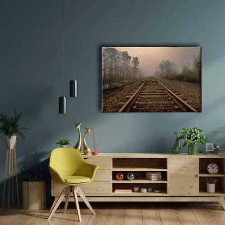 Tren Yolu Manzara Kanvas Duvar Tablosu