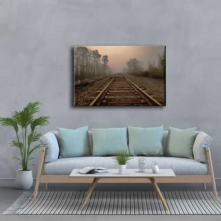 Tren Yolu Manzara Kanvas Duvar Tablosu