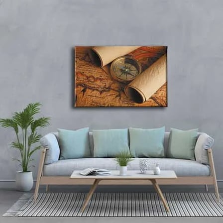 Eski Harita Dekoratif Kanvas Duvar Tablosu