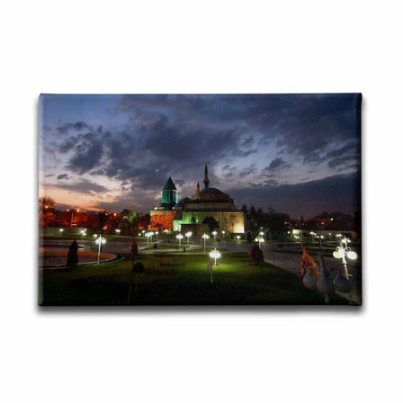 Mevlana Müzesi Gece Manzara İslami Hat Sanatı Kanvas Tablo