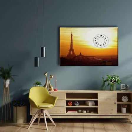 Paris Saatli Dekoratif Duvar Tablosu