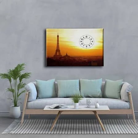 Paris Saatli Dekoratif Duvar Tablosu