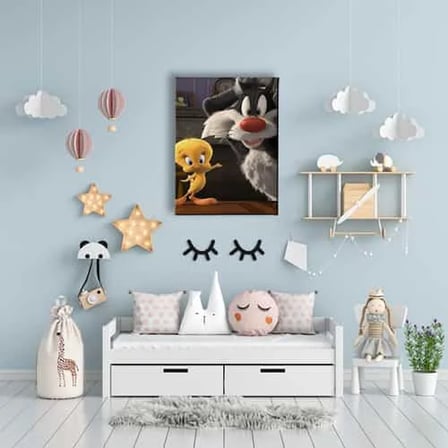 Tweety ve Kedi Çocuk Odası Kanvas Duvar Tablosu