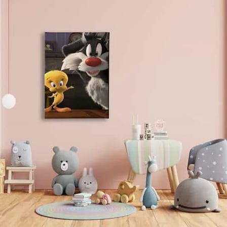 Tweety ve Kedi Çocuk Odası Kanvas Duvar Tablosu