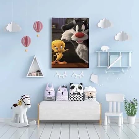 Tweety ve Kedi Çocuk Odası Kanvas Duvar Tablosu