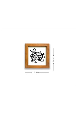 Duvar Dekoru Home Sweet Home Ahşap Çerçeveli Beyaz Zeminli Tablo