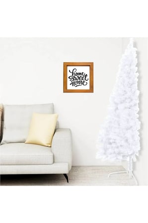 Duvar Dekoru Home Sweet Home Ahşap Çerçeveli Beyaz Zeminli Tablo