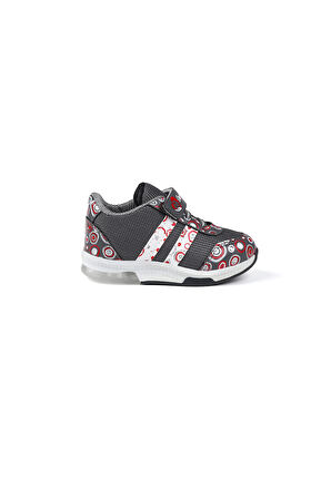 Unisex Bebe Füme Desenli Işıklı Cırtlı Sneaker Günlük Spor Ayakkabı