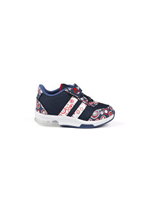 Unisex Bebe Lacivert Desenli Işıklı Cırtlı Sneaker Günlük Spor Ayakkabı