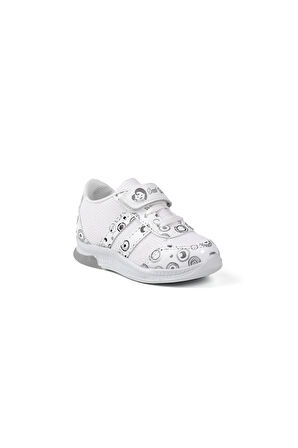 Unisex Bebe Beyaz Desenli Işıklı Cırtlı Sneaker Günlük Spor Ayakkabı