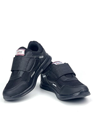 Kadın Siyah Bağcıksız Cırtlı Hafif Rahat Günlük Sneaker Spor Ayakkabı