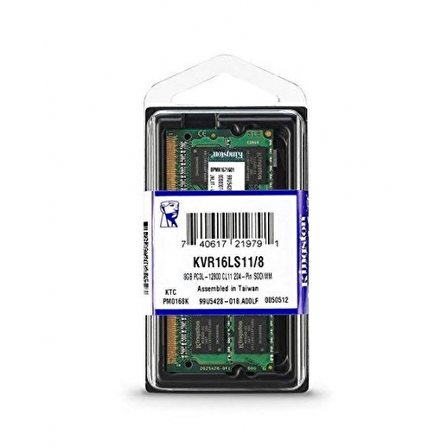 KINGSTON KVR16LS11/8, 8Gb, 1600Mhz, DDR3, Sodimm Notebook RAM, 1,35V, CL11