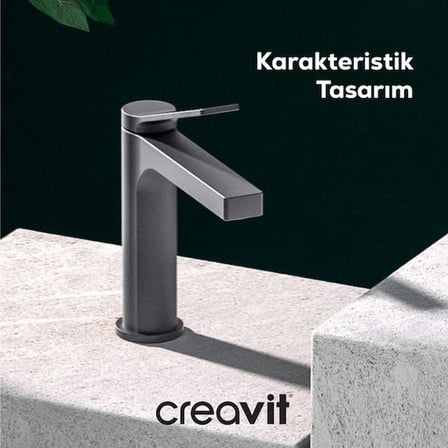 Creavit RT1500GR Ondeo Lavabo Bataryası - Metalik Gri