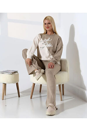 Renk Bloklu Triko Takım