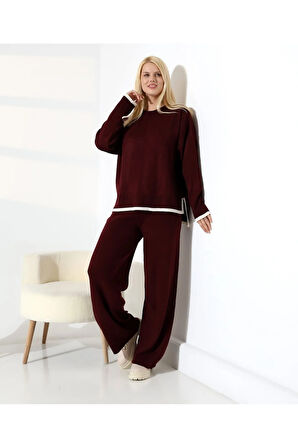 Modern Dokunuş Çizgi Detay Triko Takım