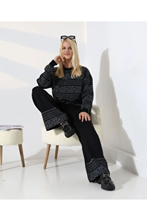 İskandinav Desenli Konfor Triko Takım