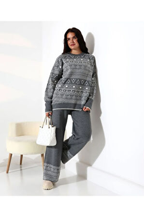 Jakarlı Oversize Alt-Üst Triko Takım