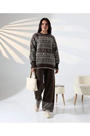 Jakarlı Oversize Alt-Üst Triko Takım