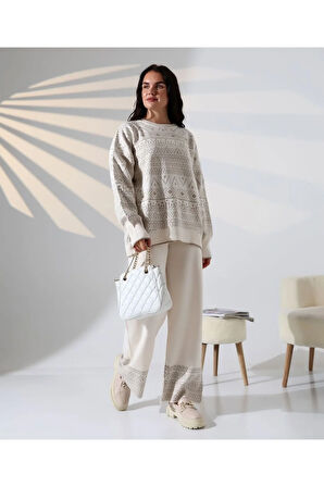Jakarlı Oversize Alt-Üst Triko Takım