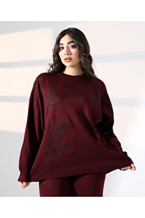 Doğanın Zarafeti Taş İşlemeli Triko Takım