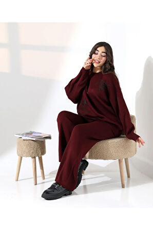 Doğanın Zarafeti Taş İşlemeli Triko Takım