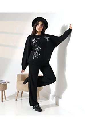 Doğanın Zarafeti Taş İşlemeli Triko Takım