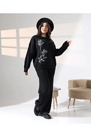 Doğanın Zarafeti Taş İşlemeli Triko Takım