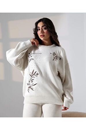 Doğanın Zarafeti Taş İşlemeli Triko Takım