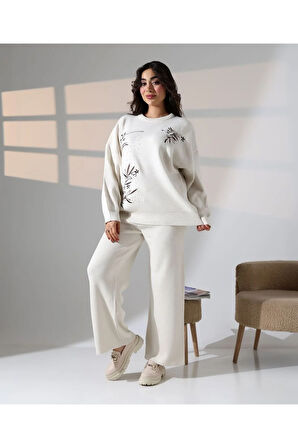 Doğanın Zarafeti Taş İşlemeli Triko Takım