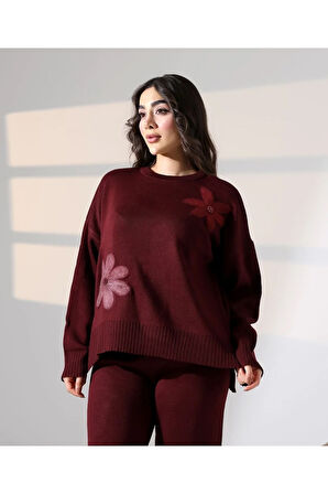 İşleme Detaylı Casual Triko Takım