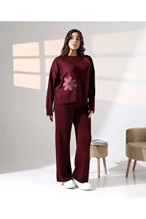 İşleme Detaylı Casual Triko Takım