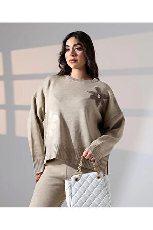 İşleme Detaylı Casual Triko Takım