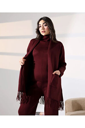 Bohem Şıklık Püskül Detaylı Üçlü Triko Takım