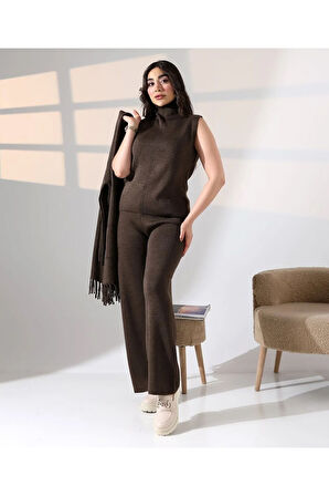 Bohem Şıklık Püskül Detaylı Üçlü Triko Takım