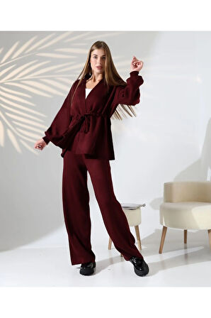 Kuşak Detaylı İkili Triko Takım