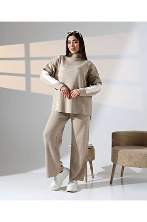 Sportif Şerit Detaylı Triko Takım