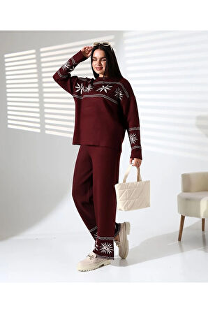 Kar Tanesi Nakışlı Kadın Triko Takım