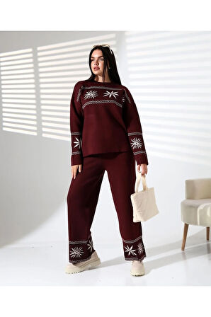 Kar Tanesi Nakışlı Kadın Triko Takım