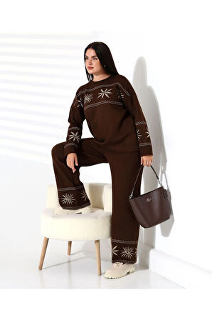 Kar Tanesi Nakışlı Kadın Triko Takım