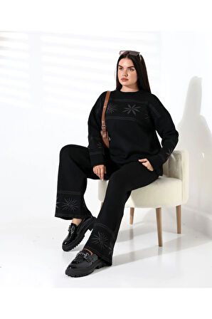 Kar Tanesi Nakışlı Kadın Triko Takım