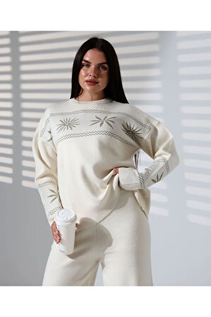 Kar Tanesi Nakışlı Kadın Triko Takım